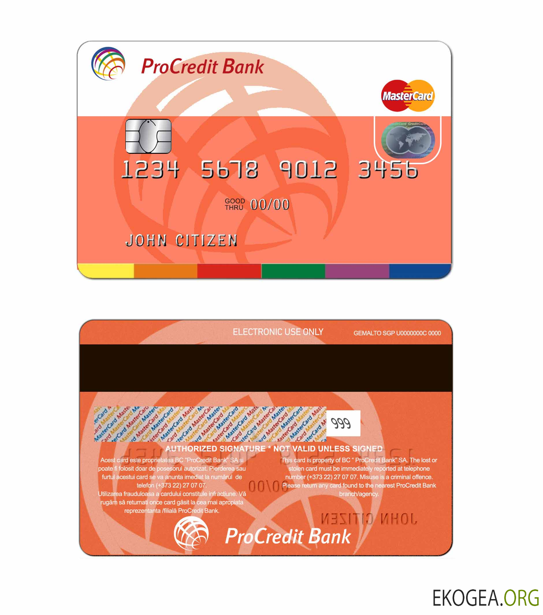 Carte mastercard de la banque ProCredit de Moldavie template Carte mastercard de la banque ProCredit de Moldavie template